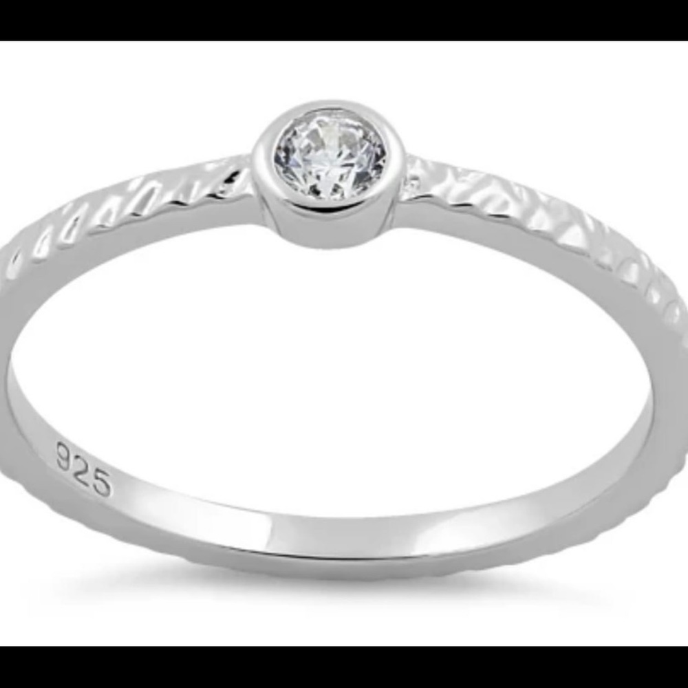 Sterling Silver Small Round Cut Clear CZ Ring